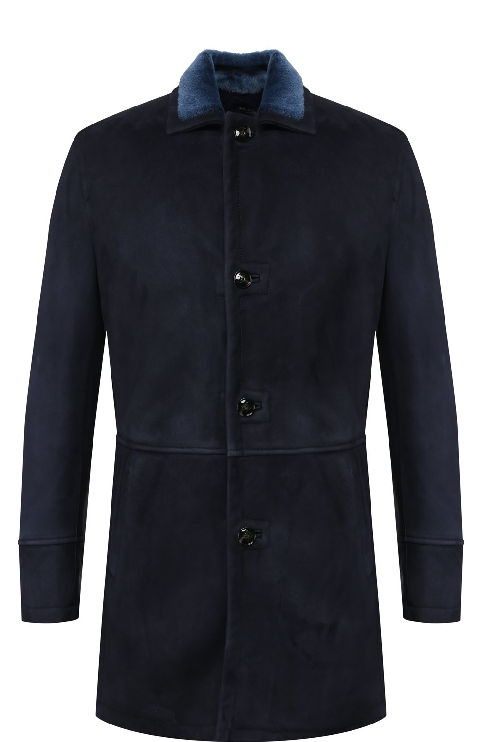 Дубленка прямого кроя на пуговицах с отложным воротником KITON темно-синего цвета по цене 938000 руб., арт. UW0443/3R88, фото 1 Дубленка прямого кроя на пуговицах с отложным воротником KITON, арт. UW0443/3R88, фото 1