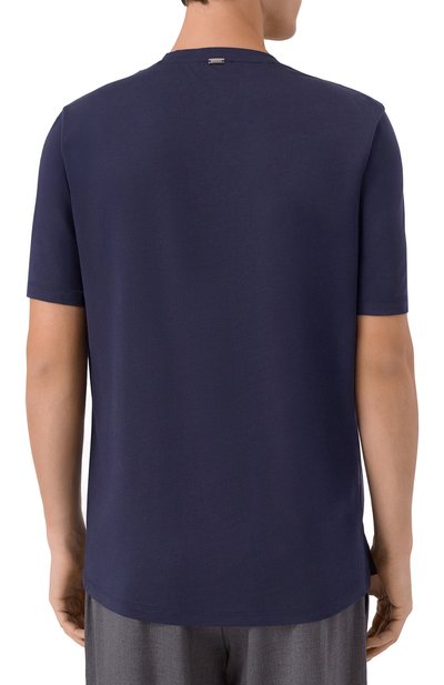 Футболка из хлопка и шелка HERNO темно-синего цвета по цене 27250 руб., арт. JG00050UR/52112, фото 4 Футболка из хлопка и шелка HERNO, арт. JG00050UR/52112, фото 4