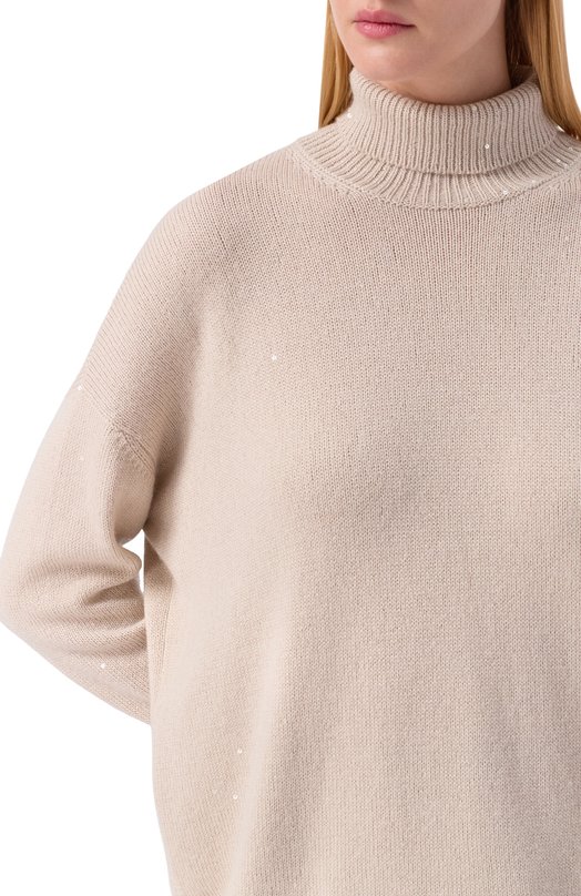 Свитер из кашемира и шелка Brunello Cucinelli M73539914 Бежевый  M73539914 Фото 5