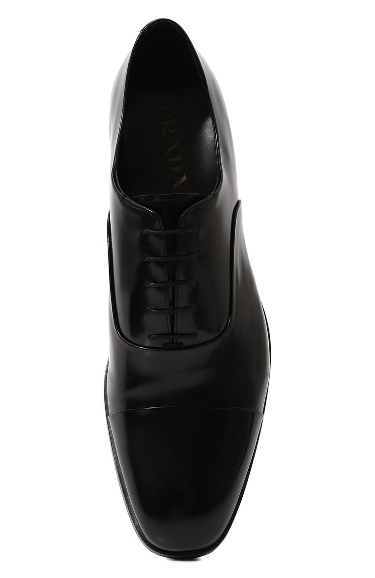 Мужские кожаные оксфорды PRADA черного цвета, арт. 2EB177-P39-F0002 | Фото 6 (Материал сплава: Проставлено; Нос: Не проставлено; Стили: Классический; Материал внешний: Натуральная кожа)