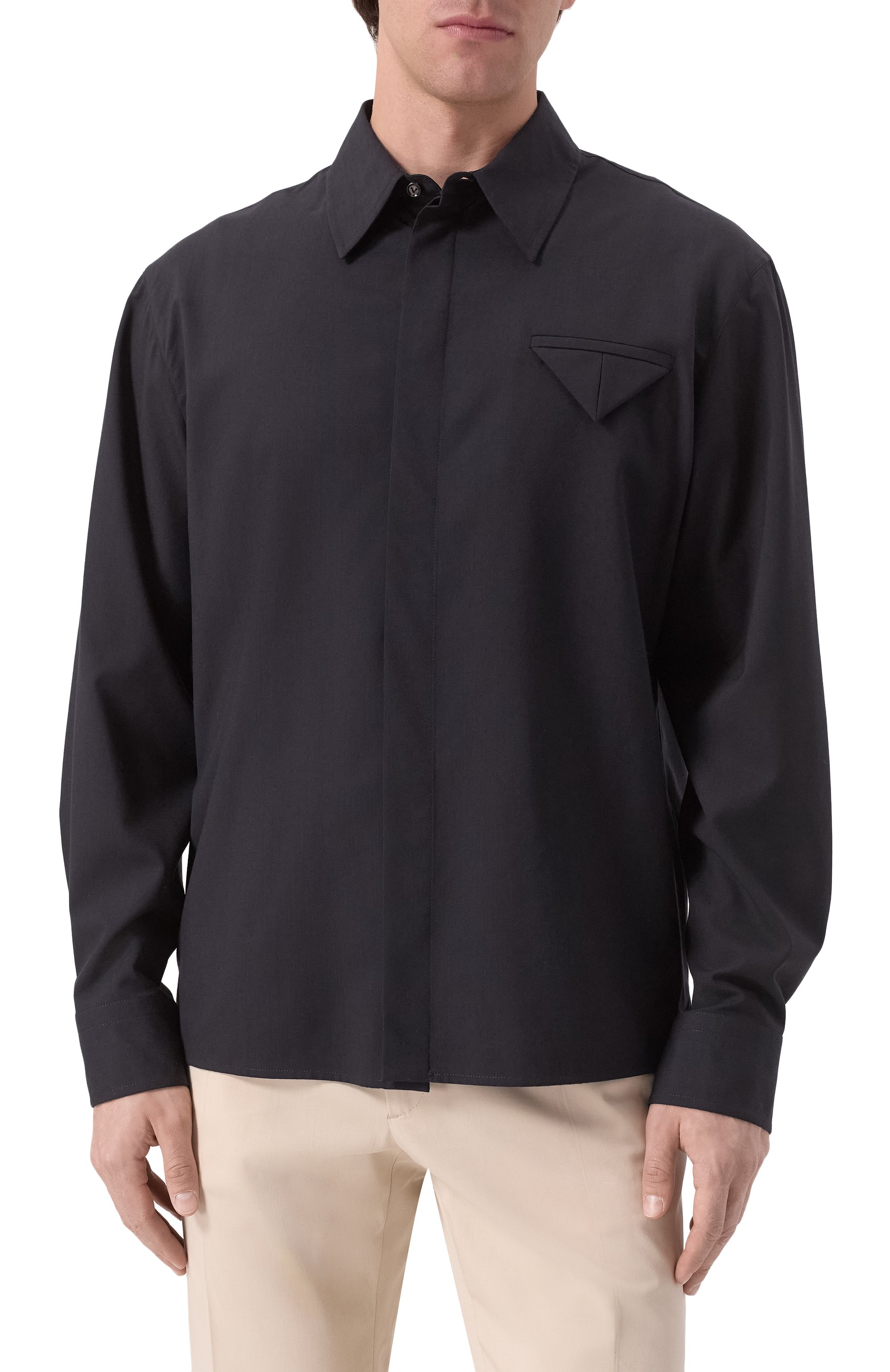 Шерстяная рубашка BOTTEGA VENETA темно-синего цвета по цене 153000 руб., арт. 703578/V4XP0, фото 3 Шерстяная рубашка BOTTEGA VENETA, арт. 703578/V4XP0, фото 3