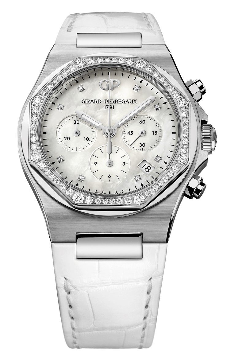 Женские часы chronograph lady GIRARD-PERREGAUX бесцветного цвета, арт. 81040D11A771-BB7B | Фото 1 (Материал корпуса: Сталь; Цвет циферблата: Белый; Механизм: Автомат; Нос: Не проставлено; Региональные ограничения б�елый список (Axapta Mercury): Не проставлено)