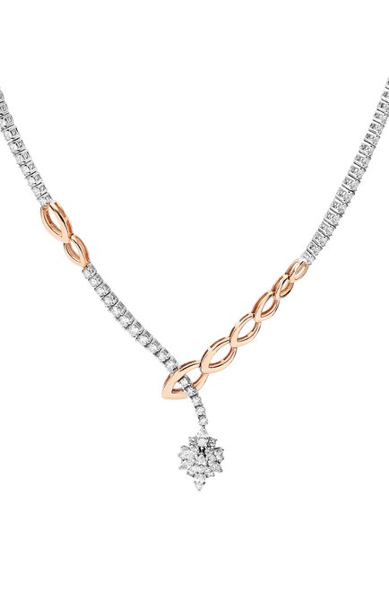 Женские колье YEPREM JEWELLERY бесцветного цвета, арт. NE0487 | Фото 2 (Драгоценные камни: Бриллианты; Материал сплава: Белое золото, Розовое золото)