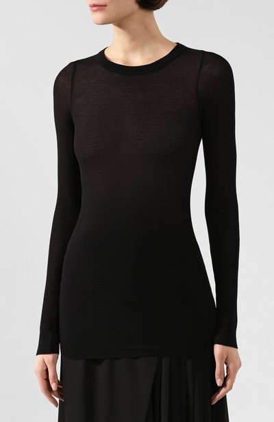 Лонгслив из смеси вискозы и шелка RICK OWENS черного цвета по цене 29950 руб., арт. RP20S1202/RC, фото 3 Лонгслив из смеси вискозы и шелка RICK OWENS, арт. RP20S1202/RC, фото 3