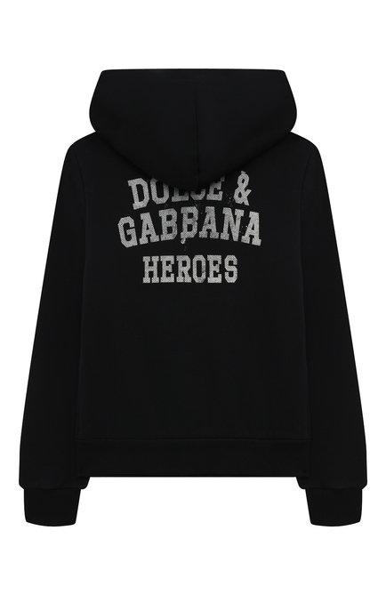 Детский хлопковая толстовка DOLCE & GABBANA темно-синего цвета, арт. L4JW2V/G7N5P | Фото 2 (Рукава: Длинные; Драгоценные камни: Проставлено; Материал сплава: Проставлено; Материал внешний: Хлопок)