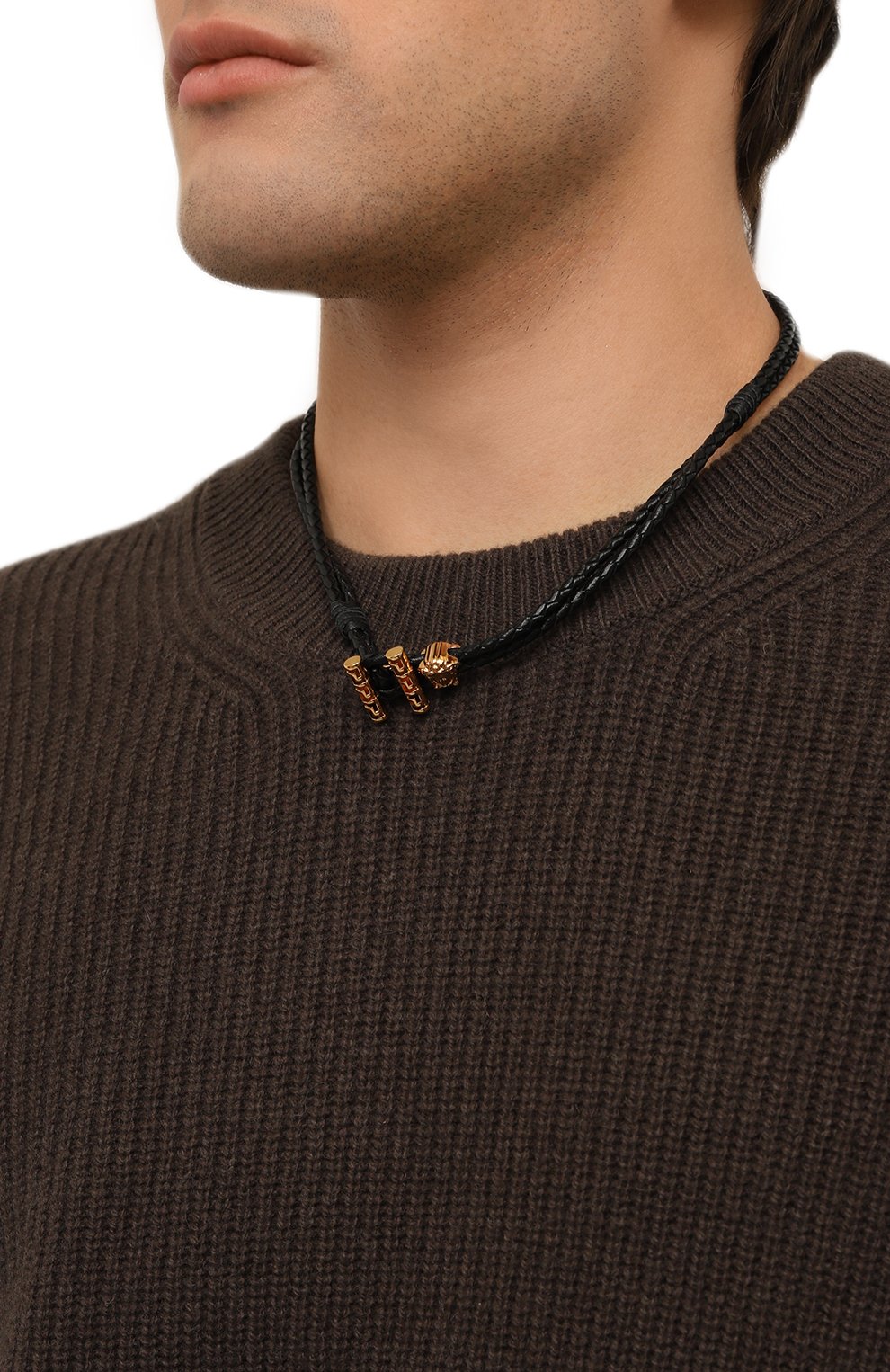 Кожаное колье VERSACE черного цвета по цене 49950 руб., арт. 1010819/1A00637, фото 2 Кожаное колье VERSACE, арт. 1010819/1A00637, фото 2