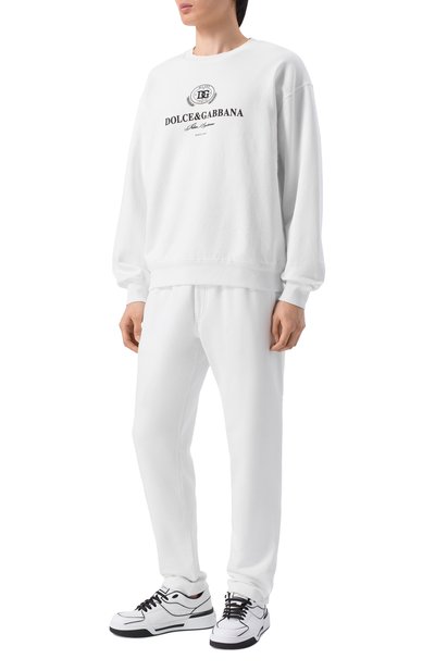 Хлопковые брюки DOLCE & GABBANA белого цвета по цене 78450 руб., арт. GZ12AT/G7P1C, фото 2 Хлопковые брюки DOLCE & GABBANA, арт. GZ12AT/G7P1C, фото 2