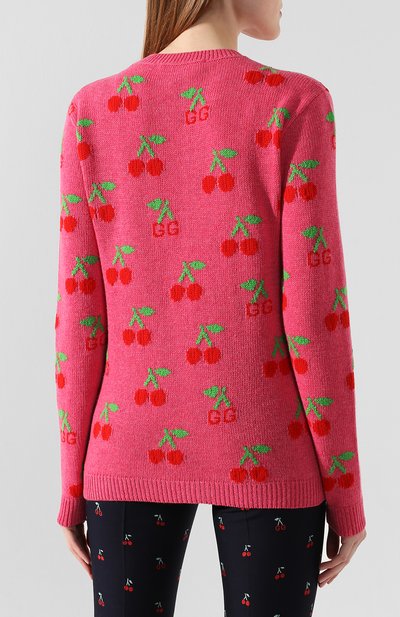 Шерстяной пуловер GUCCI розового цвета по цене 125000 руб., арт. 579931/XKAWB, фото 4 Шерстяной пуловер GUCCI, арт. 579931/XKAWB, фото 4