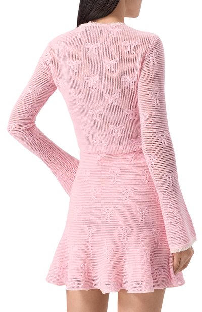 Хлопковый кардиган SELF-PORTRAIT розового цвета по цене 65350 руб., арт. SS25164CP, фото 4 Хлопковый кардиган SELF-PORTRAIT, арт. SS25164CP, фото 4