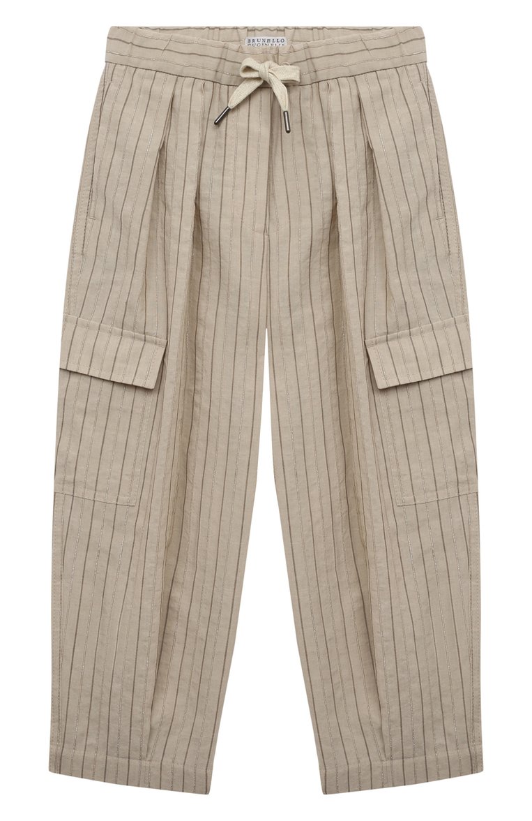 Брюки изо льна и хлопка BRUNELLO CUCINELLI, арт. BH556P208B, фото 1