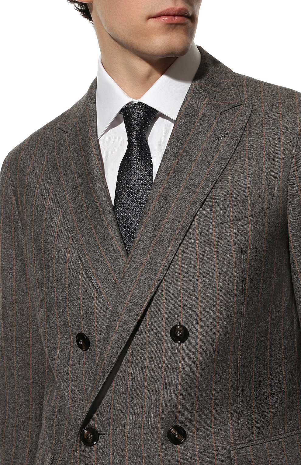 Шелковый галстук CANALI темно-серого цвета по цене 14650 руб., арт. 18/HJ03435, фото 2 Шелковый галстук CANALI, арт. 18/HJ03435, фото 2