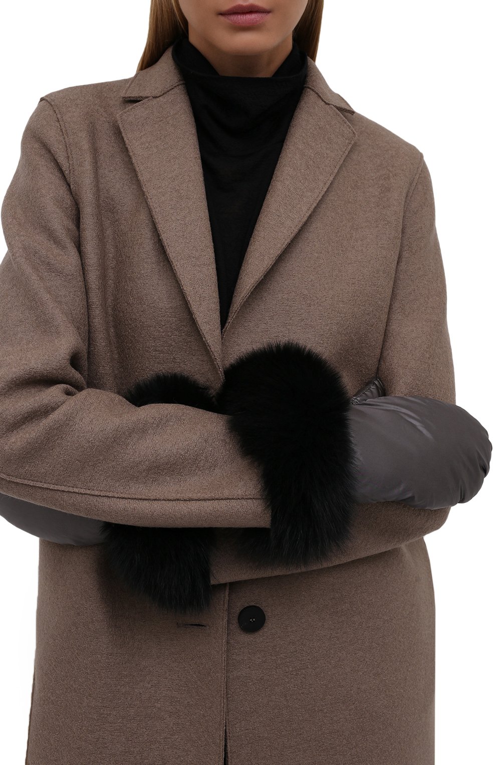 Варежки с меховой отделкой YVES SALOMON, арт. 21WAA104XXNY5W, фото 2