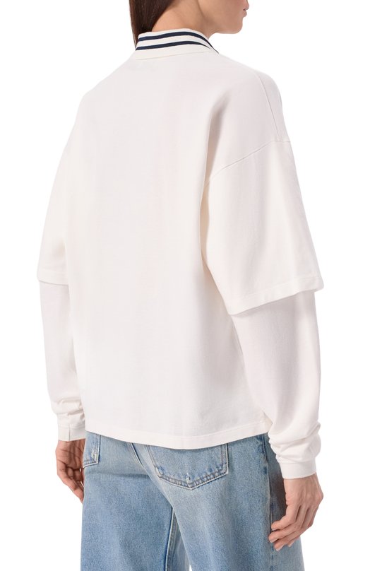 Хлопковое поло Halfboy HS261WT003 PK002/L0NGSLEEVE P0L0 Белый  HS261WT003 PK002/L0NGSLEEVE P0L0 Фото 4