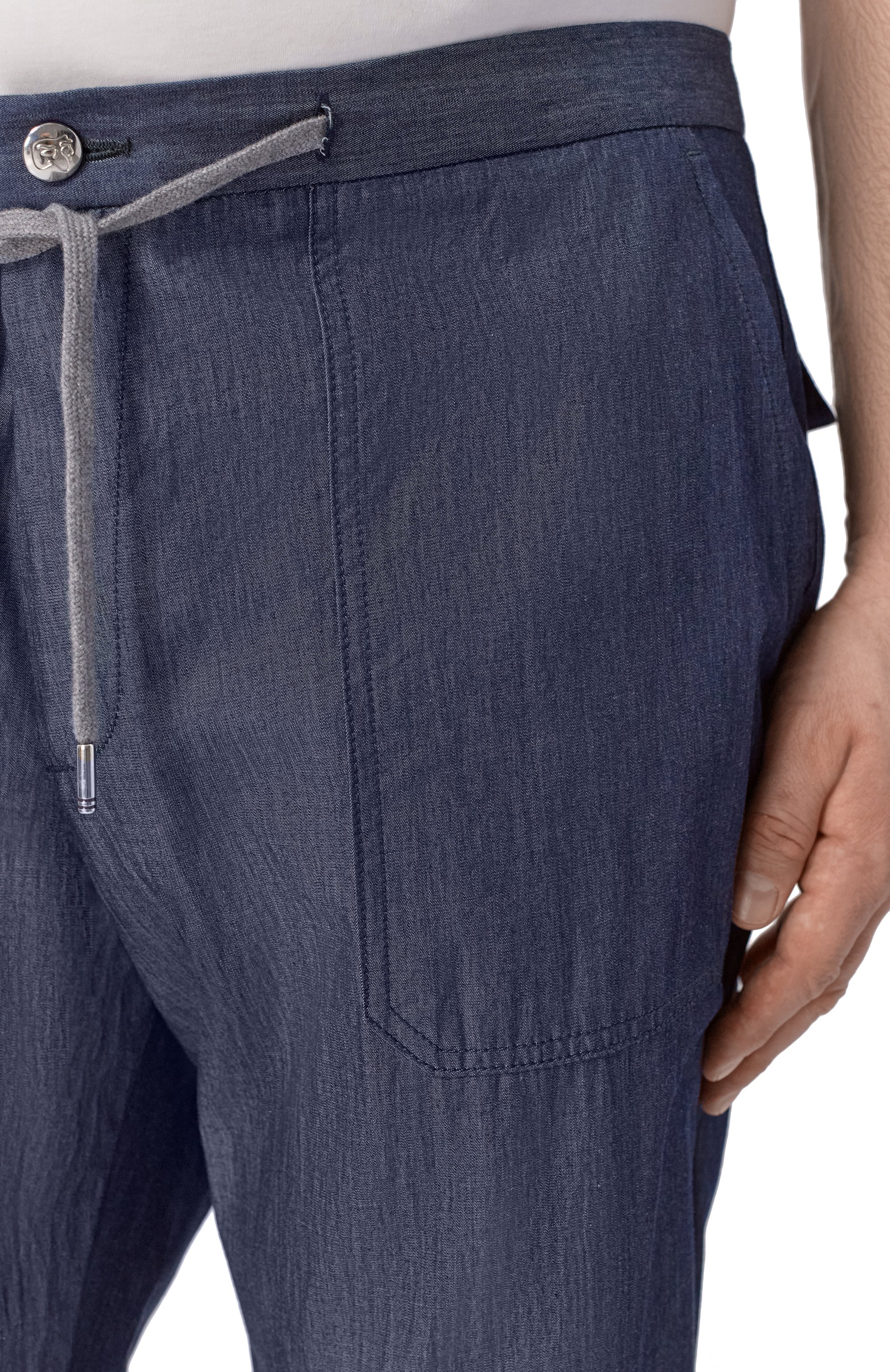 Хлопковые брюки MARCO PESCAROLO темно-синего цвета по цене 83700 руб., арт. BAIA/53J03, фото 5 Хлопковые брюки MARCO PESCAROLO, арт. BAIA/53J03, фото 5