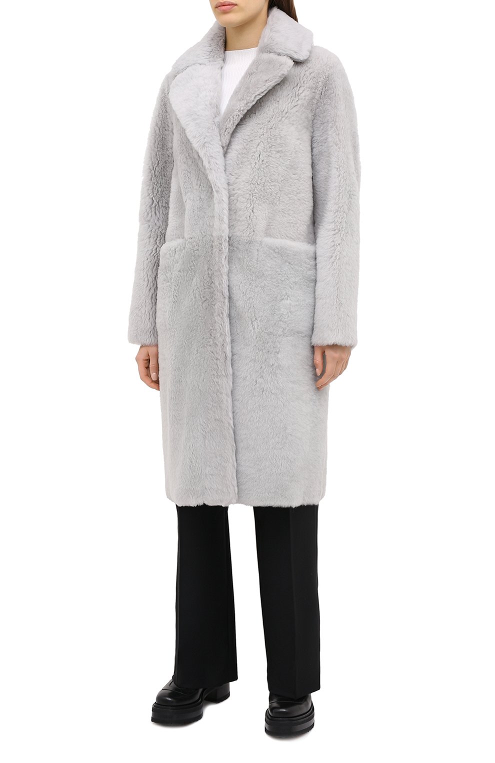 Дубленка MANZONI24 светло-серого цвета по цене 284500 руб., арт. 20M800-S10/38-46, фото 4 Дубленка MANZONI24, арт. 20M800-S10/38-46, фото 4