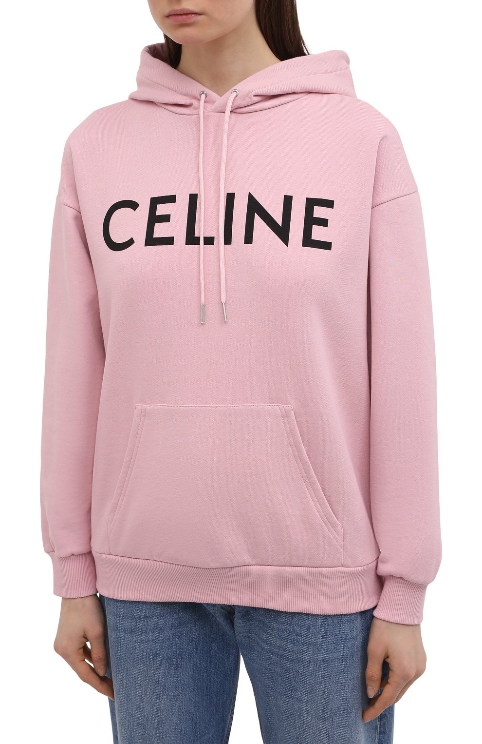 Хлопковое худи CELINE светло-розового цвета по цене 77750 руб., арт. 2Y369052H, фото 3 Хлопковое худи CELINE, арт. 2Y369052H, фото 3
