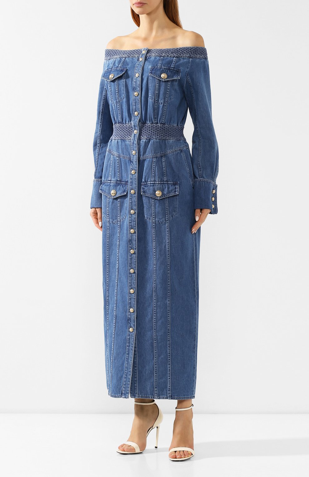 Джинсовое платье BALMAIN голубого цвета по цене 238500 руб., арт. SF16364/D084, фото 3 Джинсовое платье BALMAIN, арт. SF16364/D084, фото 3