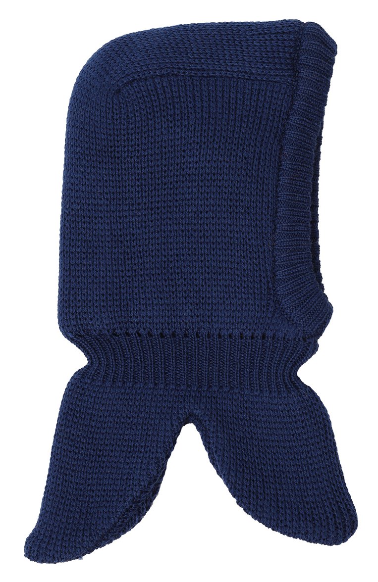 Детского шерстяной капор IL TRENINO синего цвета, арт. CL-4065/B | Фото 2 (Материал: Текстиль, Шерсть; Материал сплава: Проставлено; Нос: Не проставлено)