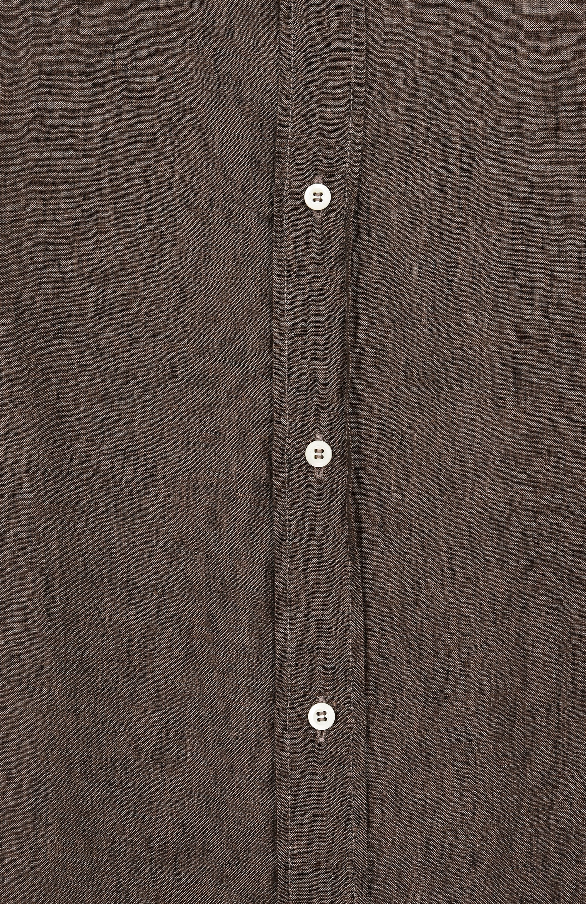 Льняная рубашка BRUNELLO CUCINELLI темно-коричневого цвета по цене 74600 руб., арт. MM6950028, фото 6 Льняная рубашка BRUNELLO CUCINELLI, арт. MM6950028, фото 6