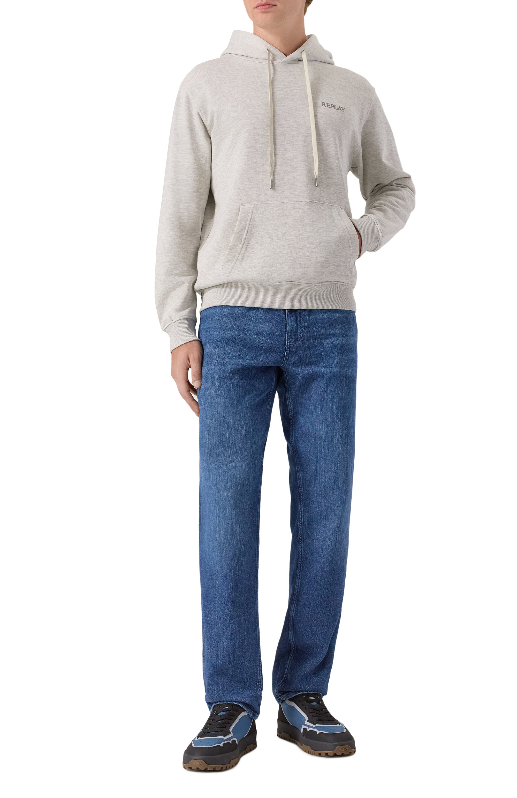 Хлопковое худи REPLAY светло-серого цвета по цене 14700 руб., арт. M3189 .000.23802, фото 2 Хлопковое худи REPLAY, арт. M3189 .000.23802, фото 2