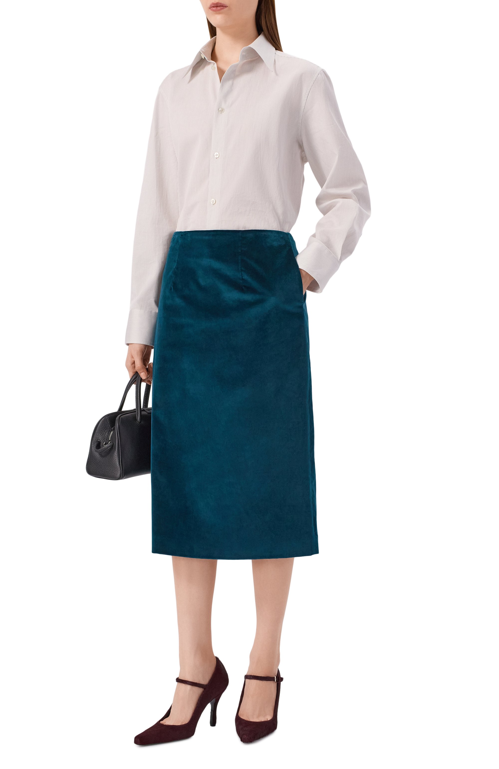 Бархатная юбка LORENA ANTONIAZZI бирюзового цвета по цене 79950 руб., арт. G051A/9577, фото 2 Бархатная юбка LORENA ANTONIAZZI, арт. G051A/9577, фото 2