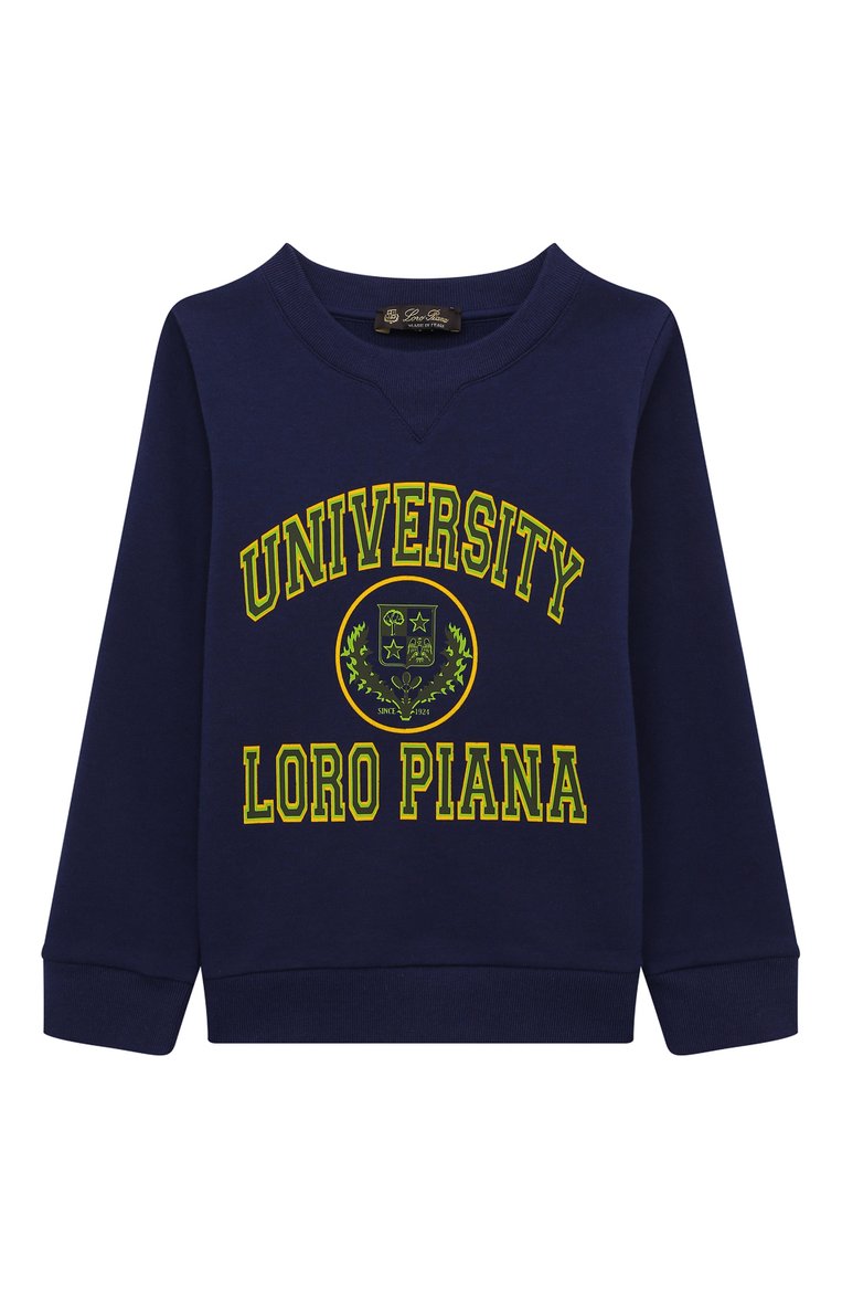 Мужского хлопковый свитшот LORO PIANA синего цвета, арт. FAM0183 | Фото 1 (Мальчики Кросс-КТ: Свитшот-одежда; Нос: Не проставлено; Региональные ограничения белый список (Axapta Mercury): Не проставлено; Драгоценные камни: Проставлено)