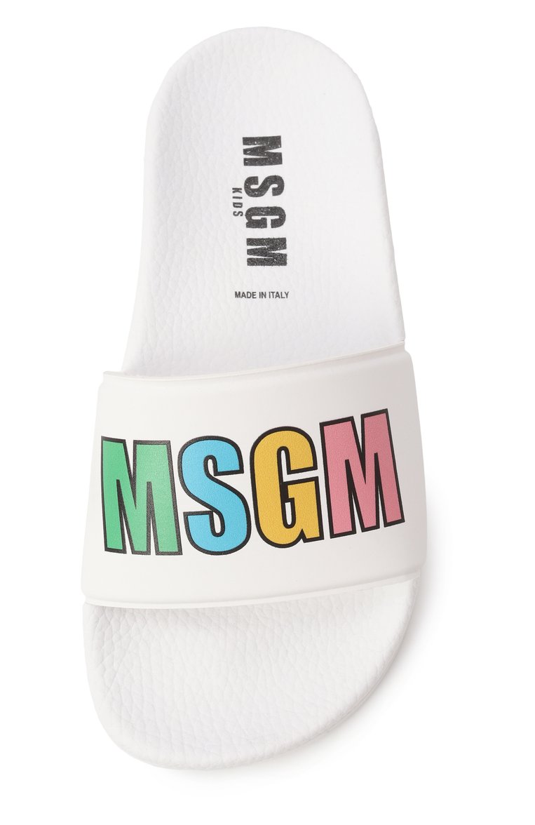 Детские шлепанцы MSGM KIDS белого цвета, арт. 79858/VAR1/28-35 | Фото 4 (Материал внешний: Резина, Пластик; Материал сплава: Проставлено; Материал внутренний: Текстиль; Нос: Не проставлено)