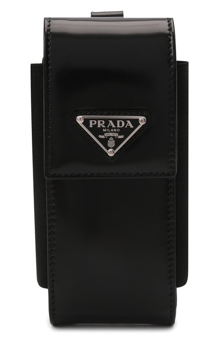 Кожаный чехол для iphone PRADA черного цвета, арт. 2ZT036-ZO6-F0002 | Фото 1 (Материал: Натуральная кожа)