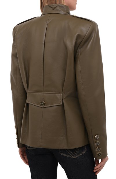 Кожаный жакет ALEXANDRE VAUTHIER хаки цвета по цене 422000 руб., арт. 211LJA1401 0404, фото 4 Кожаный жакет ALEXANDRE VAUTHIER, арт. 211LJA1401 0404, фото 4