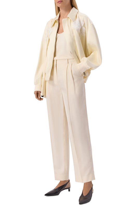 Атласный бомбер Jil Sander J03SW0007/J65329 Кремовый  J03SW0007/J65329 Фото 2