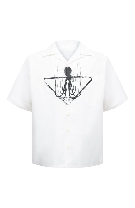 Мужская хлопковая рубашка PRADA белого цвета по цене 100000 руб., арт. UCS339-10I1-F0009-211 | Фото 1