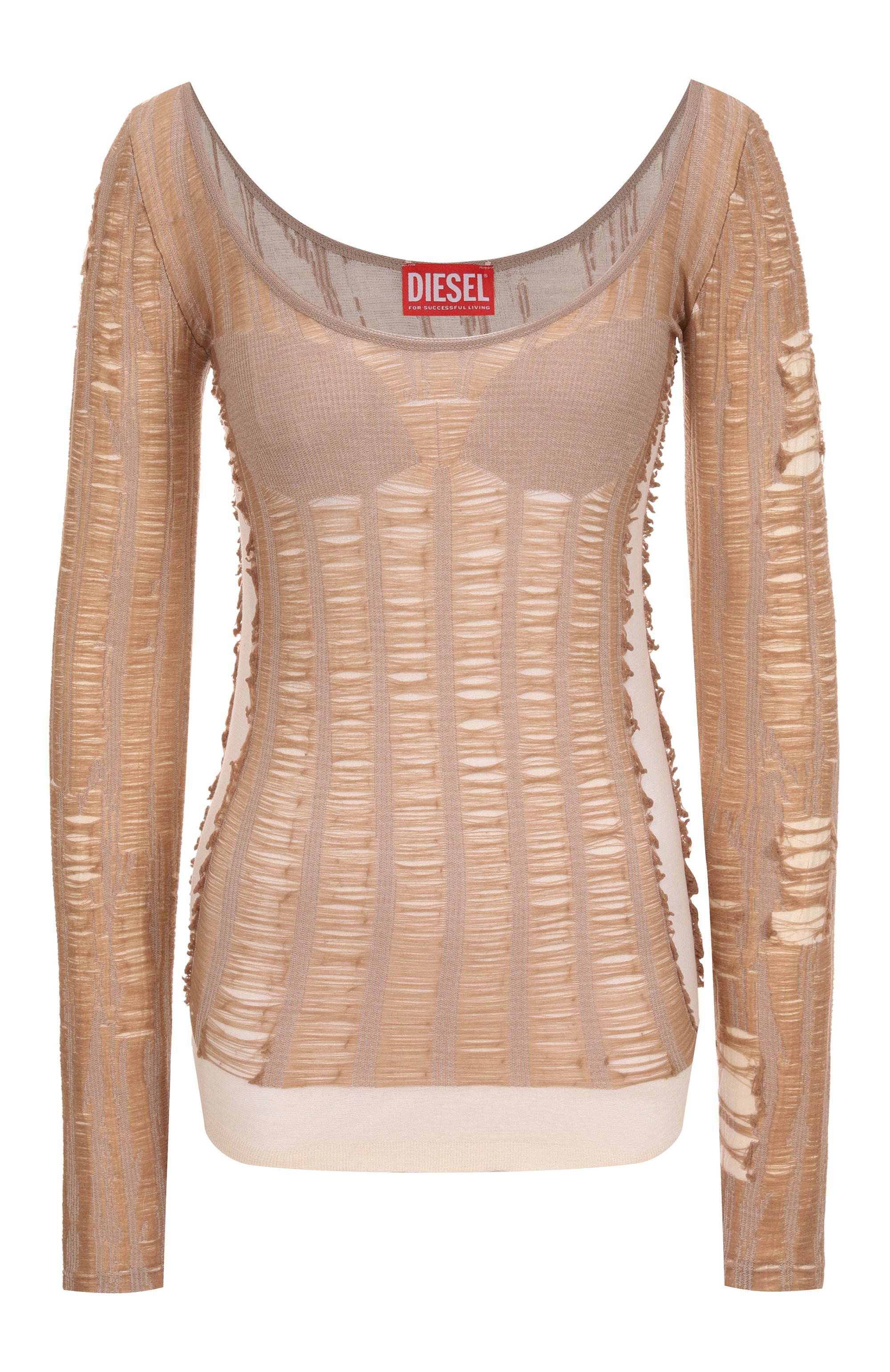 Хлопковый пуловер DIESEL бежевого цвета по цене 45050 руб., арт. A19218/0BJBI, фото 1 Хлопковый пуловер DIESEL, арт. A19218/0BJBI, фото 1