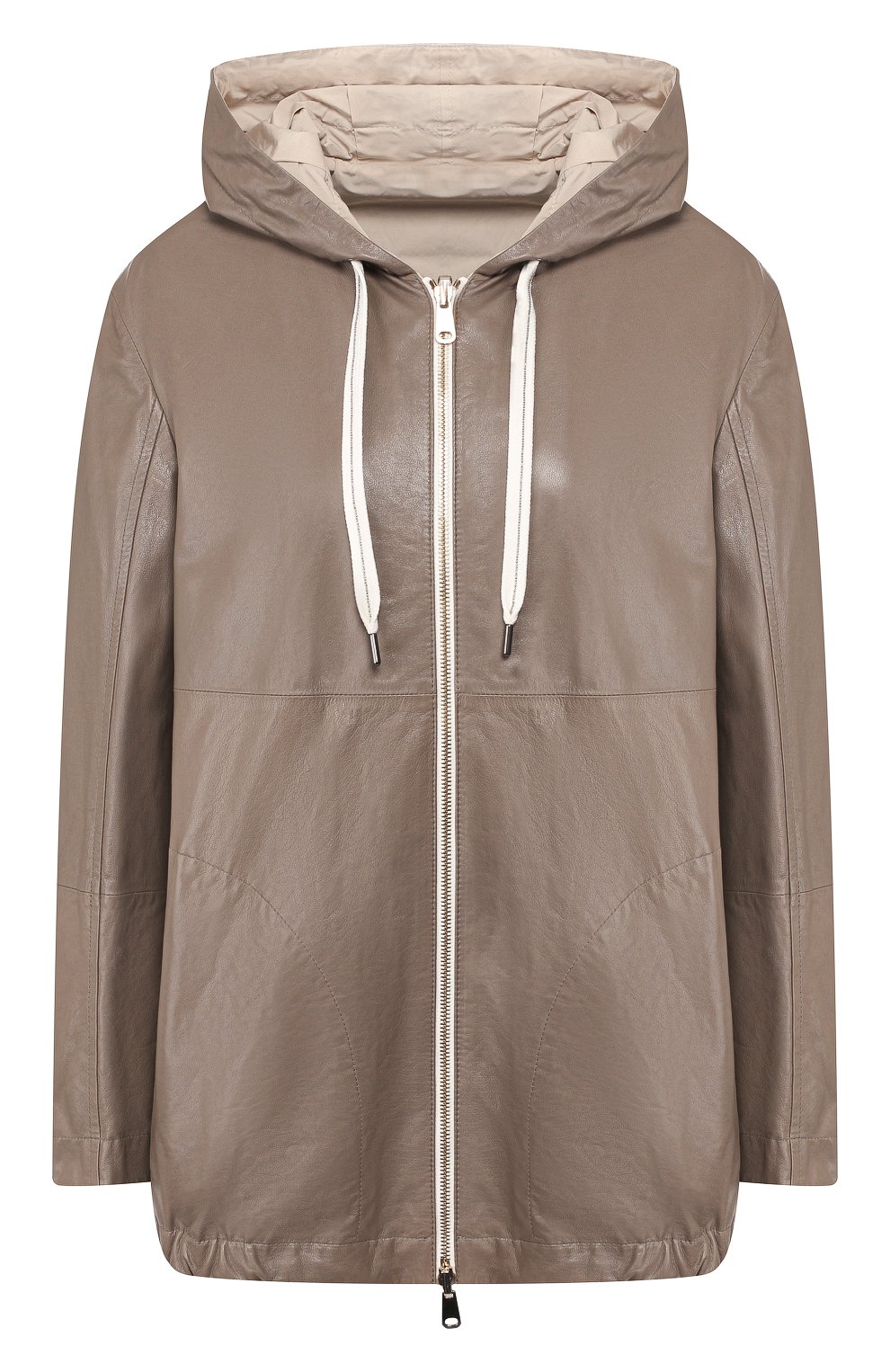Кожаная куртка BRUNELLO CUCINELLI серого цвета по цене 775000 руб., арт. MPBIS8448, фото 1 Кожаная куртка BRUNELLO CUCINELLI, арт. MPBIS8448, фото 1