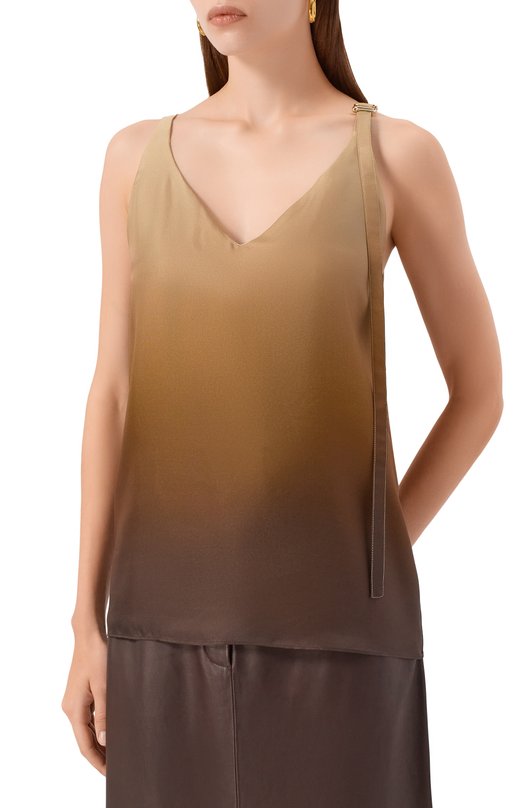 Шелковый топ Sportmax ALCUN0 Бежевый  ALCUN0 Фото 3