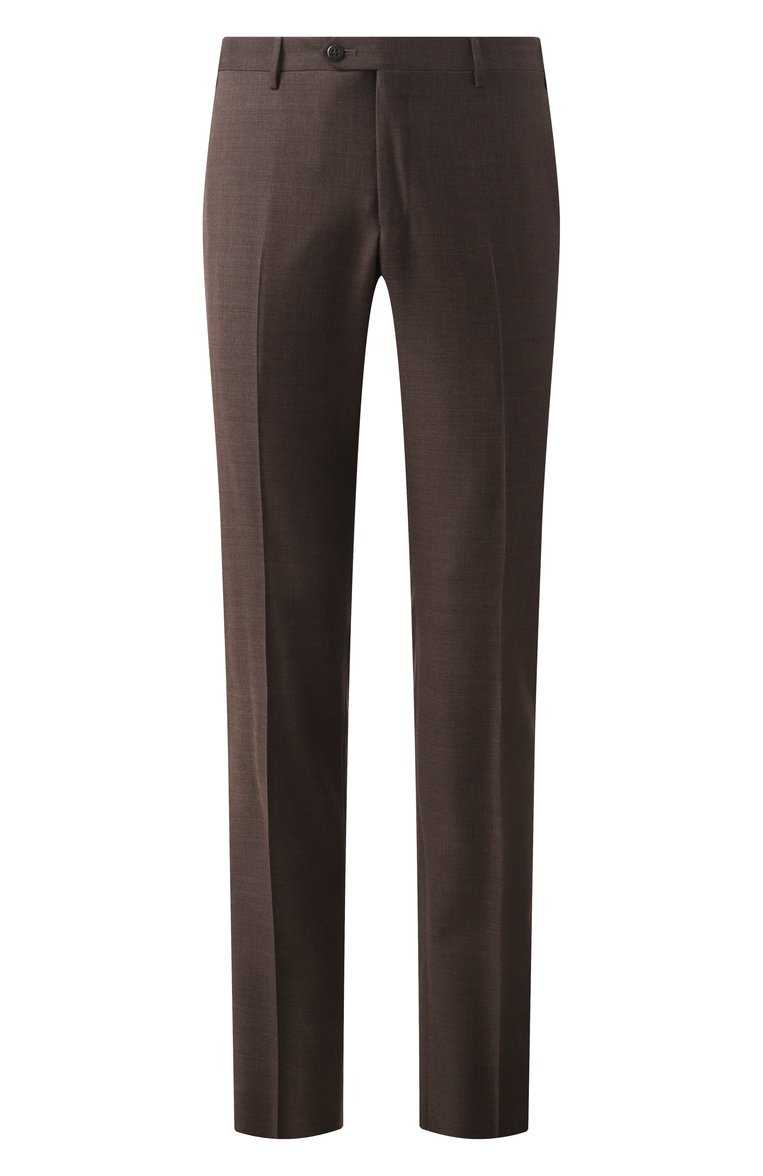 Мужские шерстяные брюки CORNELIANI коричневого цвета, арт. 255B01-2517087 | Фото 1 (Драгоценные камни: Проставлено; Длина (брюки, джинсы): Стандартные; Материал сплава: Проставлено; Материал внешний: Шерсть; Случай: Повседневный, Формальный; Стили: Кэжуэл)