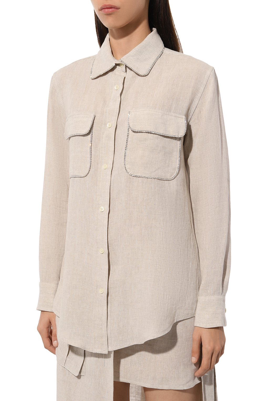 Льняная рубашка FORTE DEI MARMI COUTURE светло-бежевого цвета по цене 49950 руб., арт. 24SF1106-C, фото 3 Льняная рубашка FORTE DEI MARMI COUTURE, арт. 24SF1106-C, фото 3