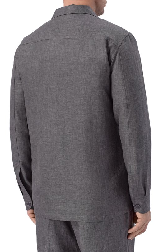 Куртка-рубашка из шерсти и льна Stefano Ricci SP008138/B127HA Серый  SP008138/B127HA Фото 4