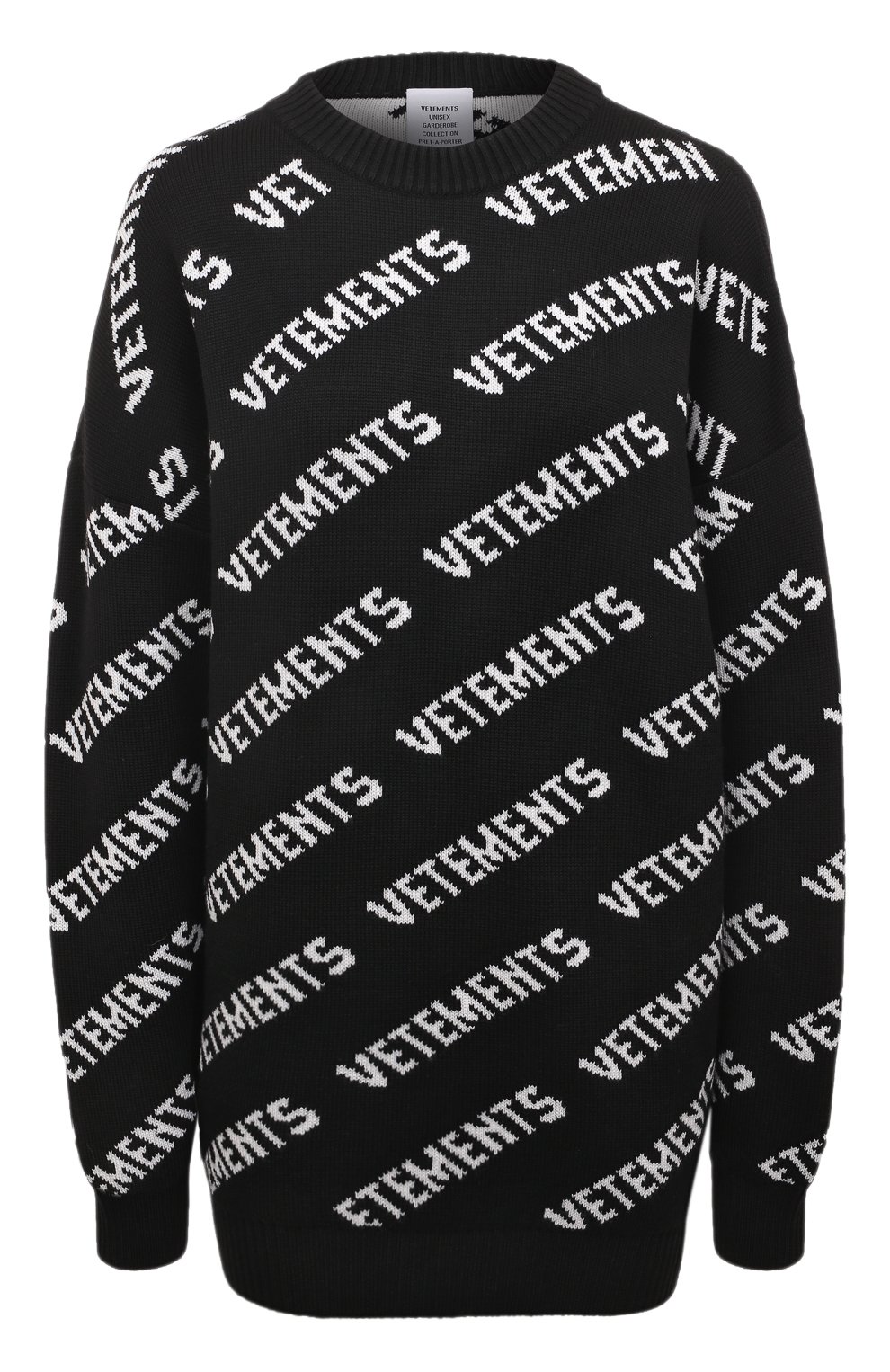Шерстяной свитер VETEMENTS черного цвета по цене 126500 руб., арт. UA53KN300B 2901/W, фото 1 Шерстяной свитер VETEMENTS, арт. UA53KN300B 2901/W, фото 1