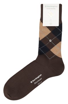 Мужские хлопко�вые носки BURLINGTON коричневого цвета, арт. 21088 | Фото 1 (Материал сплава: Проставлено; Кросс-КТ: Носки; Нос: Не проставлено; Материал внешний: Хлопок)