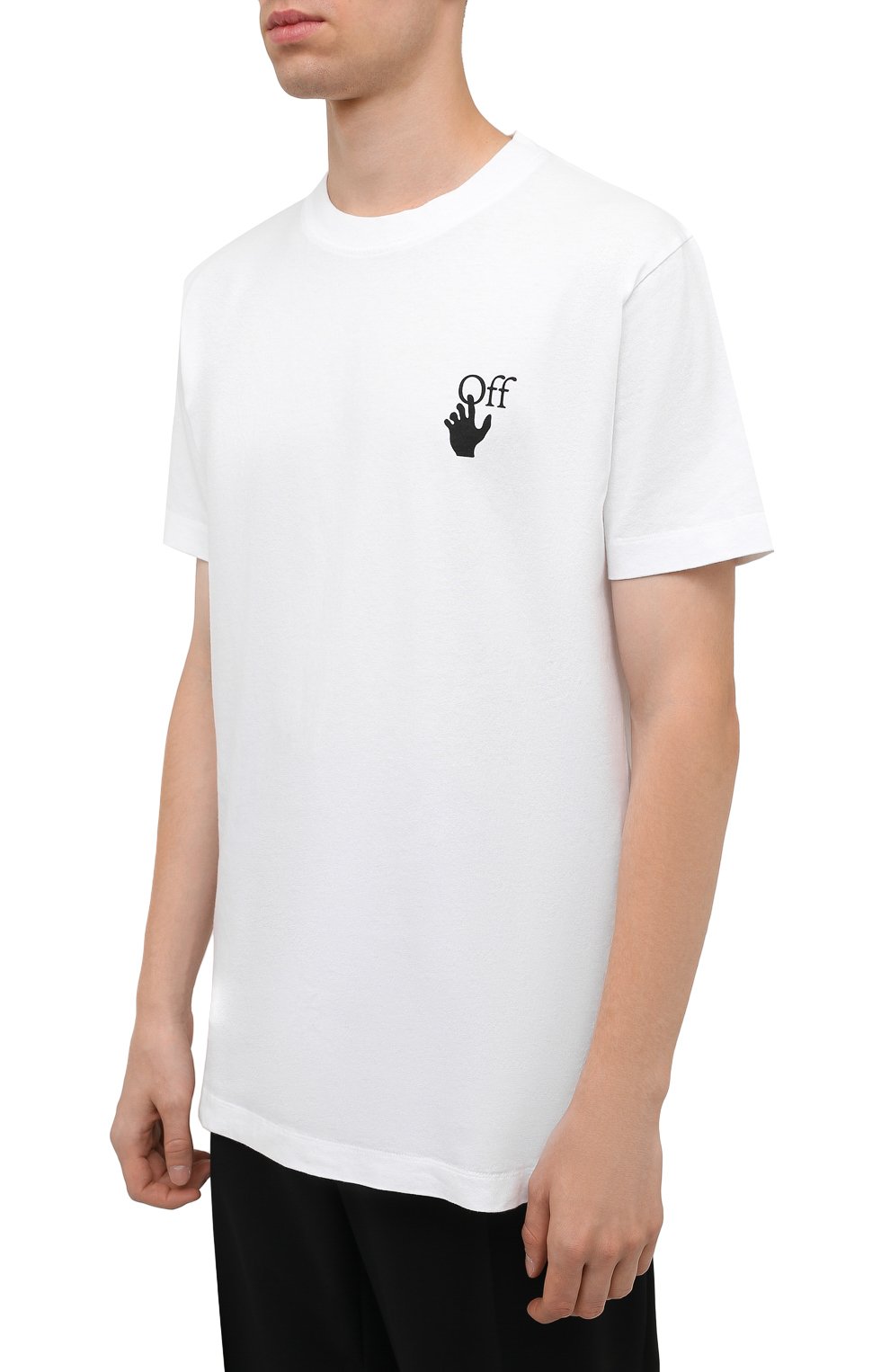 Хлопковая футболка OFF-WHITE белого цвета по цене 31200 руб., арт. 0MAA027F21JER005, фото 3 Хлопковая футболка OFF-WHITE, арт. 0MAA027F21JER005, фото 3