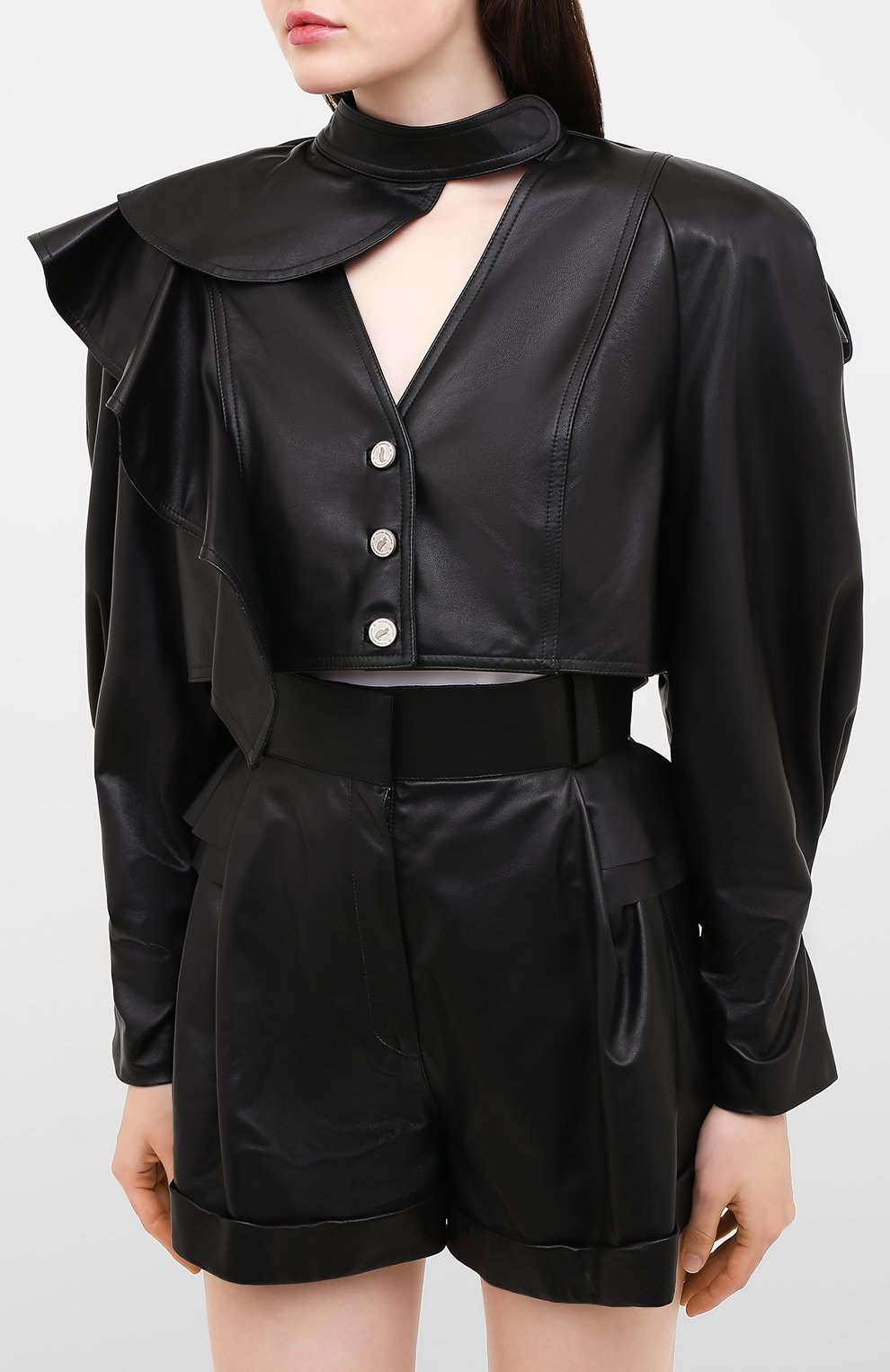 Кожаная куртка ULYANA SERGEENKO черного цвета по цене 265000 руб., арт. GBT001SS20P (0856т20), фото 3 Кожаная куртка ULYANA SERGEENKO, арт. GBT001SS20P (0856т20), фото 3