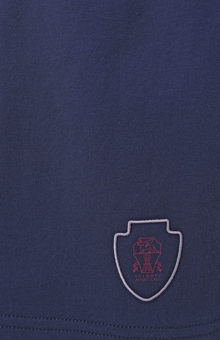 Мужские хлопковые шорты BRUNELLO CUCINELLI темно-синего цвета, арт. ML8243390T | Фото 6 (Длина Шорты М: До колена; Материал внешний: Хлопок; Случай: Повседневный; Принт: Без принта; Стили: Кэжуэл)