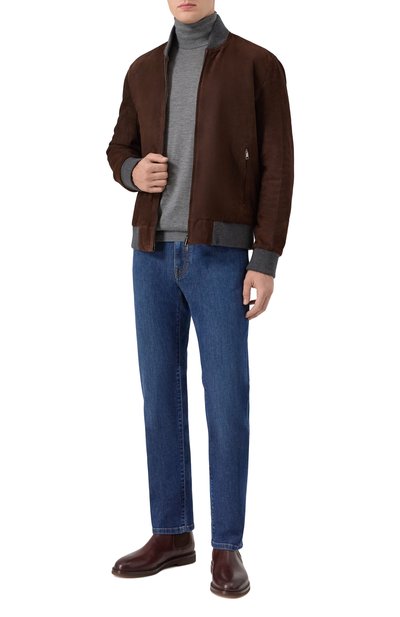 Замшевый бомбер BRIONI темно-коричневого цвета по цене 577500 руб., арт. PLAD0L/PB713, фото 2 Замшевый бомбер BRIONI, арт. PLAD0L/PB713, фото 2