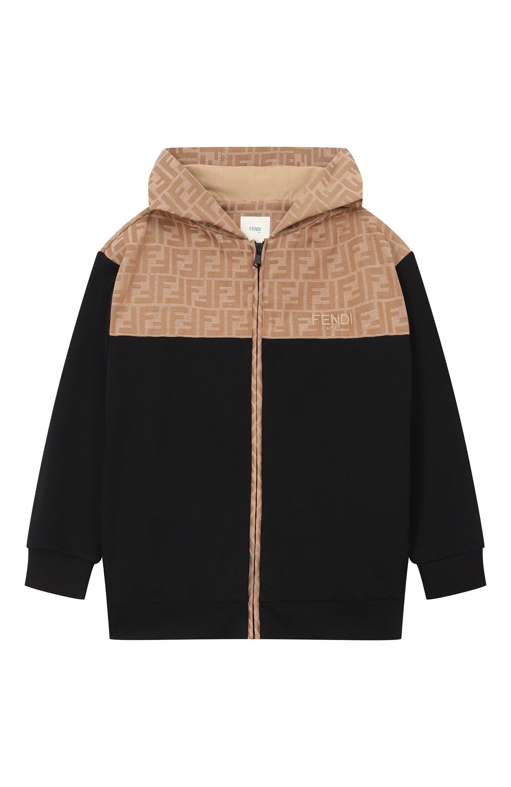 Хлопковая толстовка FENDI черного цвета по цене 62800 руб., арт. JUH106/5V0/3A-6A, фото 1 Хлопковая толстовка FENDI, арт. JUH106/5V0/3A-6A, фото 1
