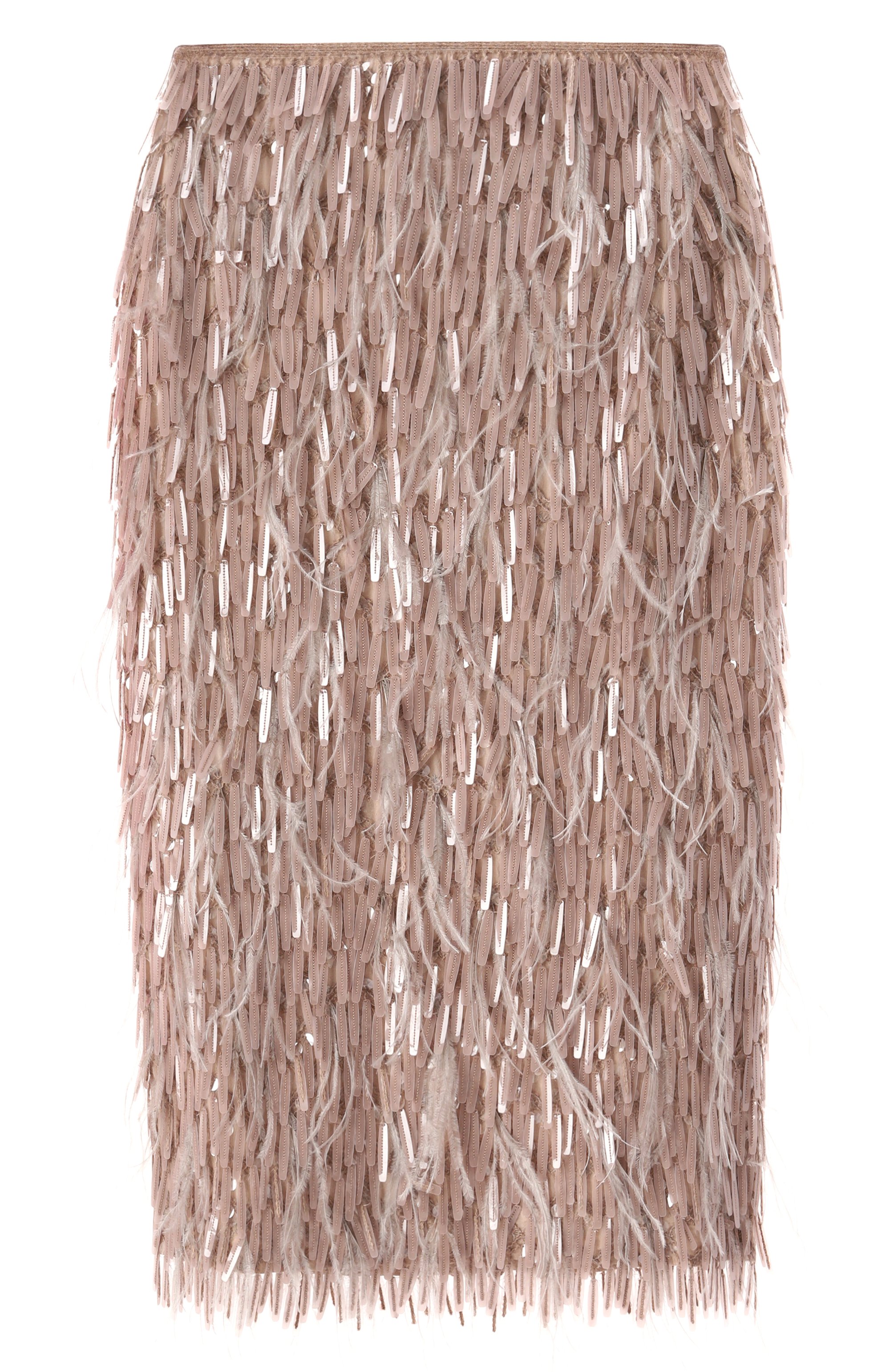 Шелковая юбка с �отделкой перьями BRUNELLO CUCINELLI, арт. MF962G3723, фото 1