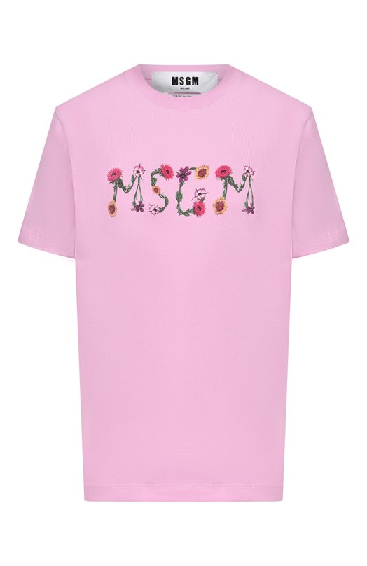 Хлопковая футболка MSGM 4041MDM124N/267002 Розовый 4041MDM124N/267002