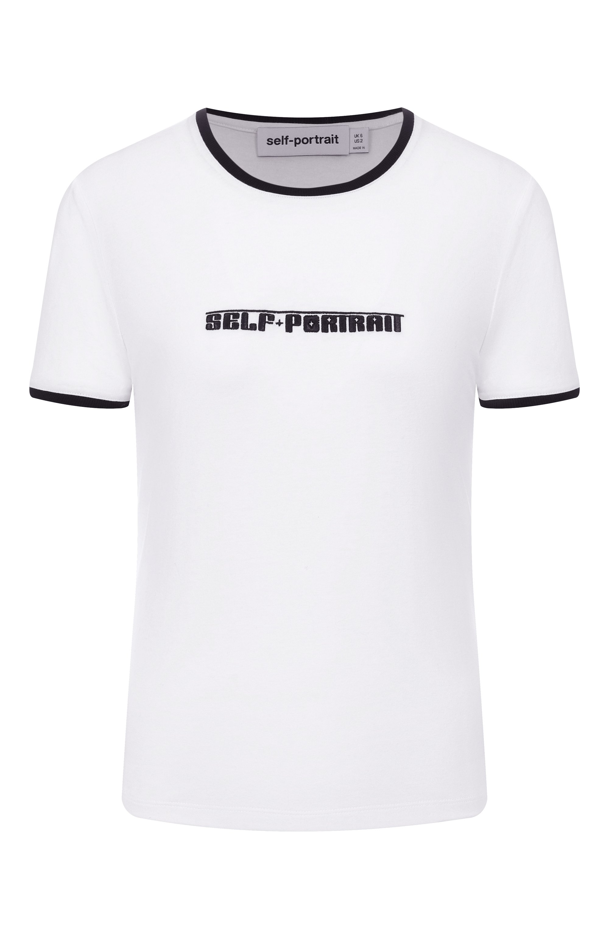 Футболка SELF-PORTRAIT белого цвета по цене 23200 руб., арт. PF25109TW, фото 1 Футболка SELF-PORTRAIT, арт. PF25109TW, фото 1