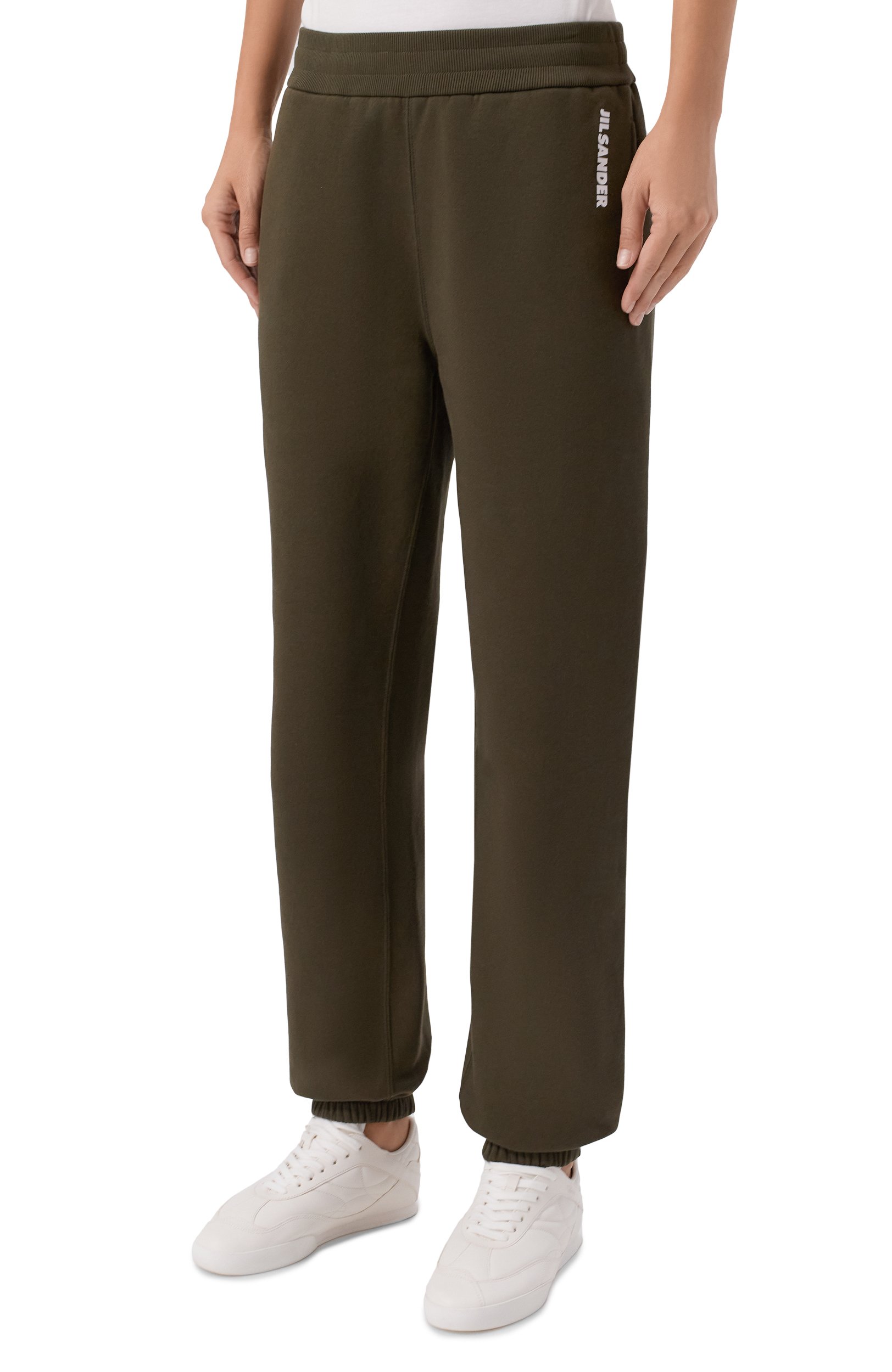 Хлопковые джоггеры JIL SANDER хаки цвета по цене 107000 руб., арт. J02KA0424/J20128, фото 3 Хлопковые джоггеры JIL SANDER, арт. J02KA0424/J20128, фото 3