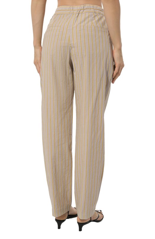 Брюки из хлопка и льна Brunello Cucinelli MH564B1312 Бежевый  MH564B1312 Фото 4