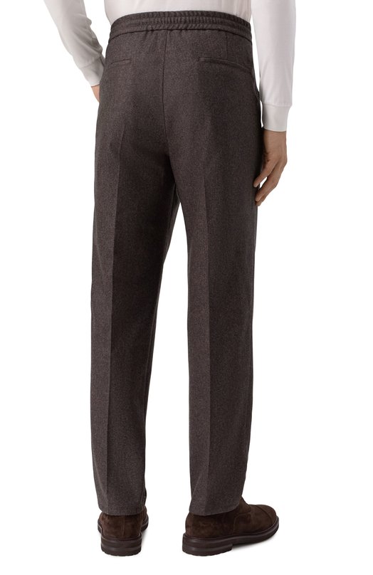 Шерстяные брюки Brunello Cucinelli M038PE1710 Коричневый  M038PE1710 Фото 4
